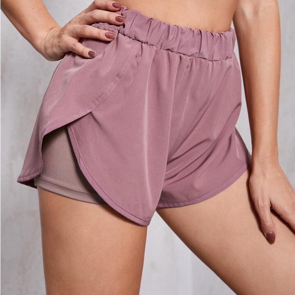 SHEIN 2 in 1 Dolphin Athletic Shorts with Elastic Waist Size Medium Pink